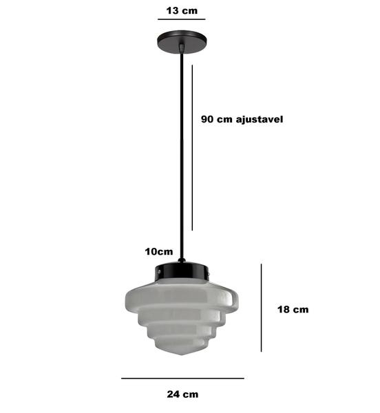 Imagem de Kit 2 Lustre Pendente Novo Retro Globo Vidro Escada 17X24