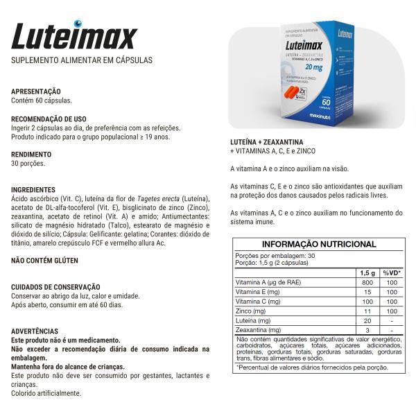 Imagem de Kit 2 Luteimax Luteina e Zeaxantina 20mg 60 Caps Maxinutri