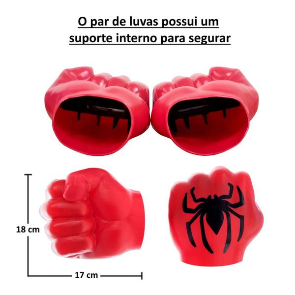 Imagem de Kit 2 Luva Gigante do Aranha Infantil e Adulto de Encaixar na mão