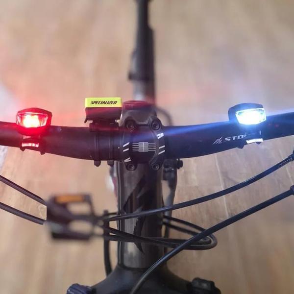 Imagem de Kit 2 Luz De Segurança Led Duplo Sinalizador Lanterna Bike