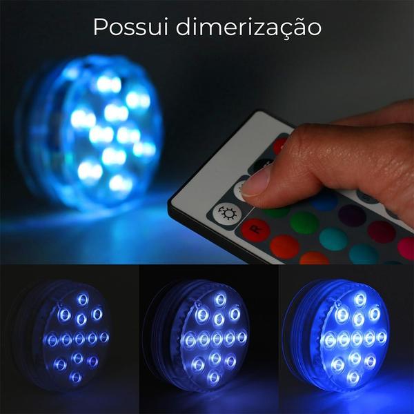Kit 2 Luz Led Piscina Colorida Controle Remoto Pilha Ventosa - RY Imagem de Kit 2 Luz Led Piscina Colorida Controle Remoto Pilha Ventosa