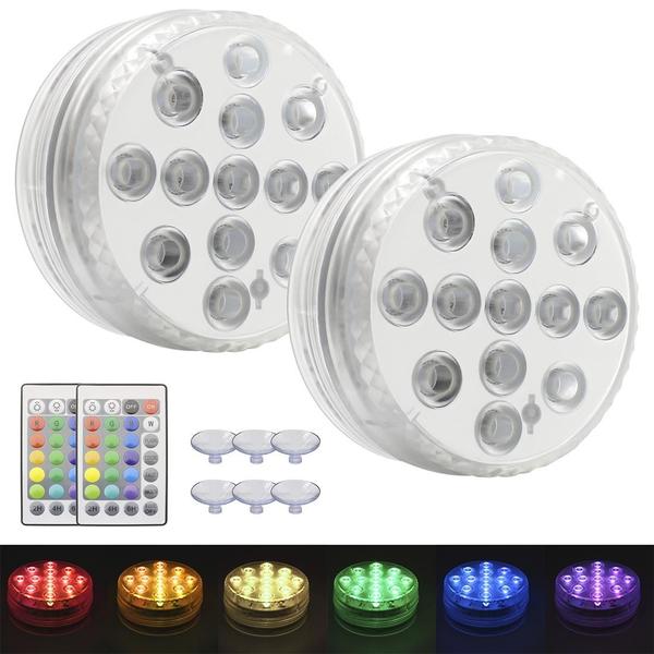 Kit 2 Luz Led Piscina Colorida Controle Remoto Pilha Ventosa - RY Imagem de Kit 2 Luz Led Piscina Colorida Controle Remoto Pilha Ventosa