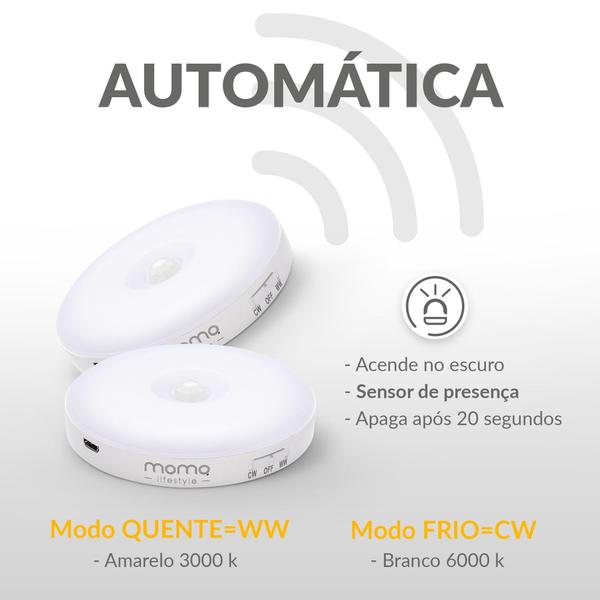 Imagem de Kit 2 Luzinha Momo Luminária Led Com Sensor De Presença Usb