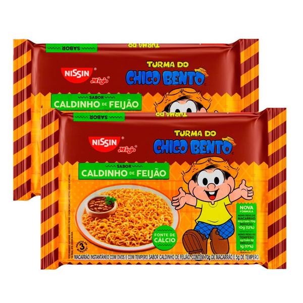 Imagem de Kit 2 Macarrão Instantâneo Nissin Miojo Turma do Chico Bento Sabor Caldinho de Feijão 70g