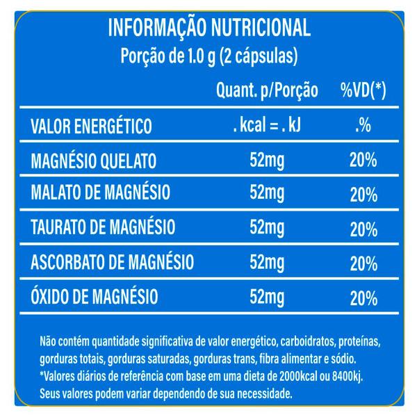 Imagem de Kit 2 Magnésio 5x1 Malato Quelato Taurato Ascorbato Óxido 120 Caps