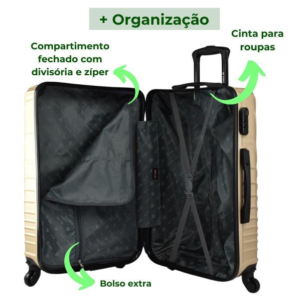 Imagem de Kit 2 Malas Bordo 10 Kg E Média 23 Kg Yins Duna - Champagne