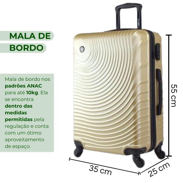 Imagem de Kit 2 Malas Bordo 10 Kg E Média 23 Kg Yins Duna - Champagne