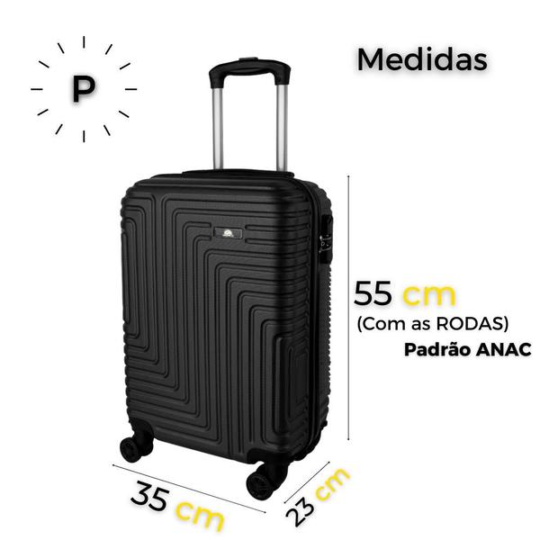 Imagem de Kit 2 Malas Bordo Viagem Rodas Dupla 360 Cadeado Tam P 10kg