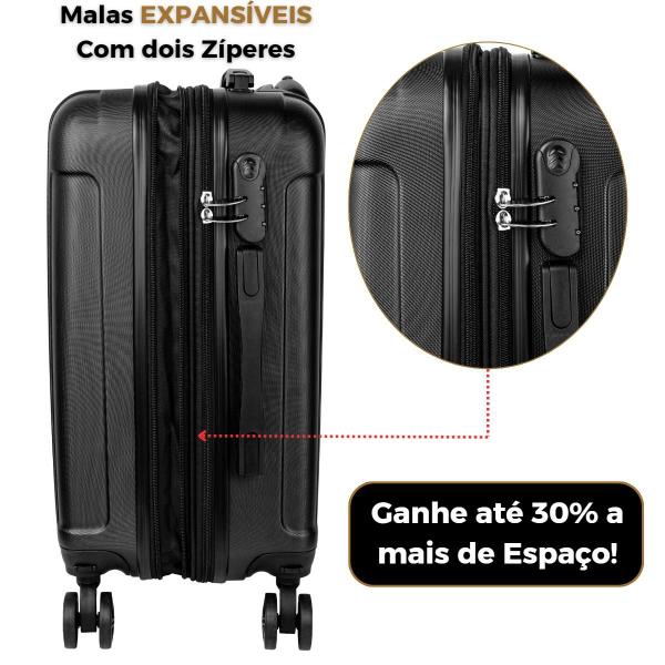 Imagem de Kit 2 Malas de Viagem Bordo Expansível 10kg p/pp rodas 360º