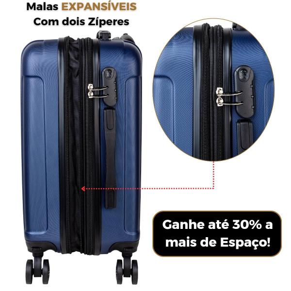 Imagem de Kit 2 Malas de Viagem Bordo Expansível 10kg p/pp rodas 360º