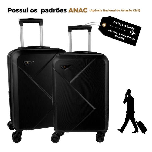 Imagem de Kit 2 Malas de Viagem Bordo Expansível 10kg p/pp rodas 360º