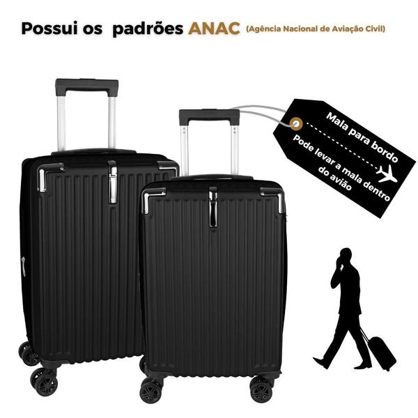 Imagem de Kit 2 Malas de Viagem Bordo Expansível 10kg p/pp rodas 360º