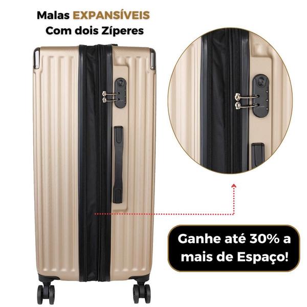 Imagem de Kit 2 Malas de Viagem Bordo Expansível 10kg p/pp rodas 360º