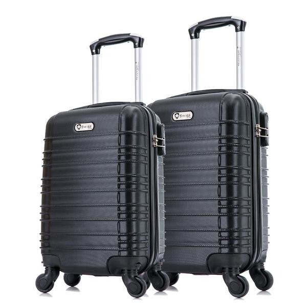 Kit 2 malas de viagem de bordo PP e P Detroit Swiss Move Preta Kit 2 malas de viagem de bordo PP e P Detroit Swiss Move Preta
