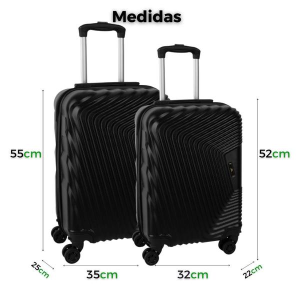 Imagem de Kit 2 Malas de Viagem Para Bordo Fibra Rígida ABS Rodas Dupla 360