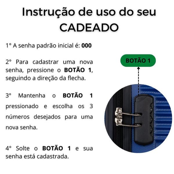 Imagem de Kit 2 Malas de Viagem Pequena e Média Fibra Rígida Rodas Dupla 360 e Cadeado Acoplado