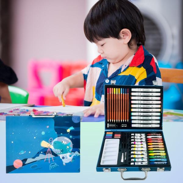 Imagem de kit 2 maleta dos sonhos pintura infantil lapis aquarela canetinha para colorir escolar para menino e menina