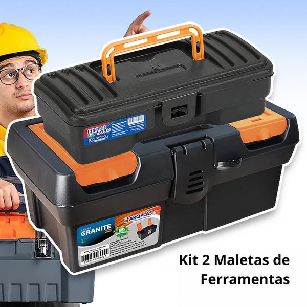 Kit 2 Maletas Caixa de Ferramentas Grande Reforçada Multiuso Organizador Resistente Cabe Makita Parafusadeira Eletricist - ArqPlast Imagem de Kit 2 Maletas Caixa de Ferramentas Grande Reforçada Multiuso Organizador Resistente Cabe Makita Parafusadeira Eletricist