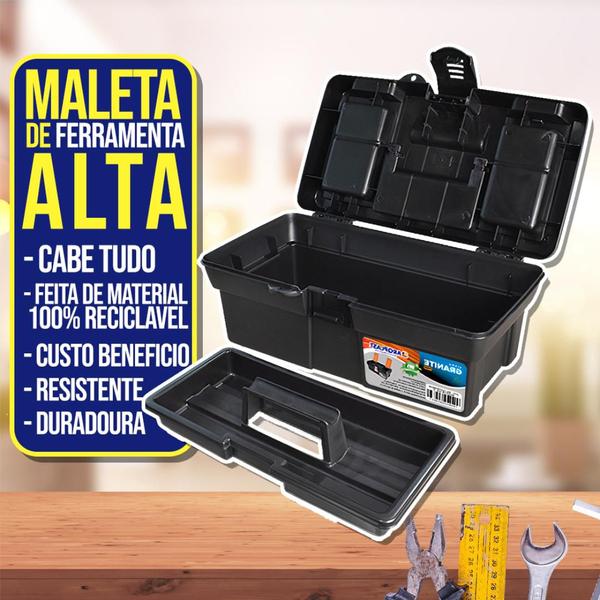 Imagem de Kit 2 Maletas Caixa de Ferramentas Grande Reforçada Multiuso Organizador Resistente Cabe Makita Parafusadeira Eletricist