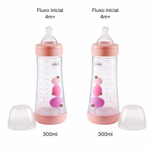 Imagem de Kit 2 Mamadeiras Chicco Perfect5 Anticólica Rosa 300ml 4m+