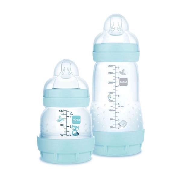 Imagem de Kit 2 Mamadeiras Easy Start Starter Set  130ml/260ml MAM Anticólica Raposa Azul