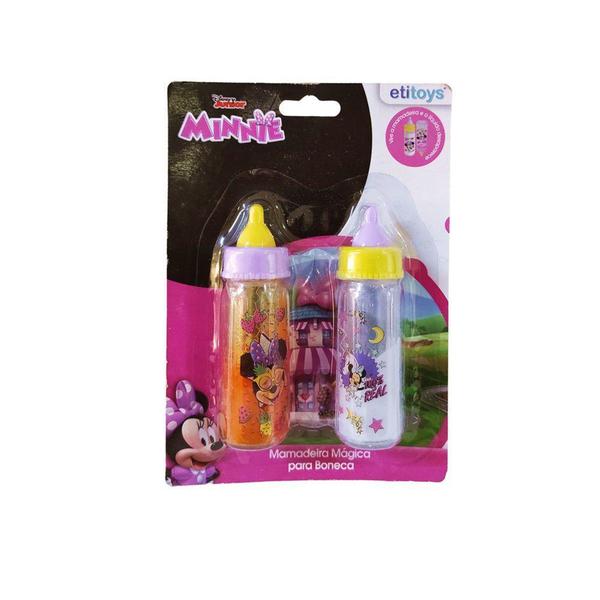 Imagem de Kit 2 Mamadeiras Magica Da Minnie Brinquedo Leite E Suco - Etitoys