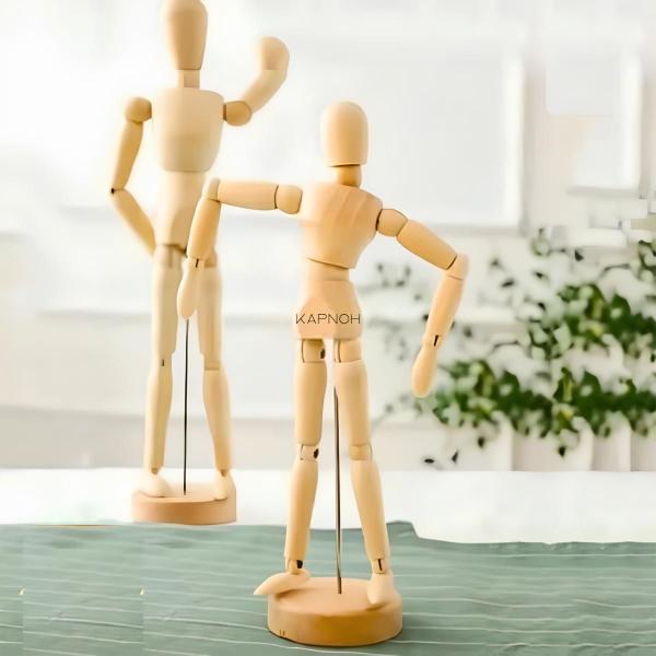 Imagem de Kit 2 Manequins Boneco Desenho Madeira Articulado Artístico