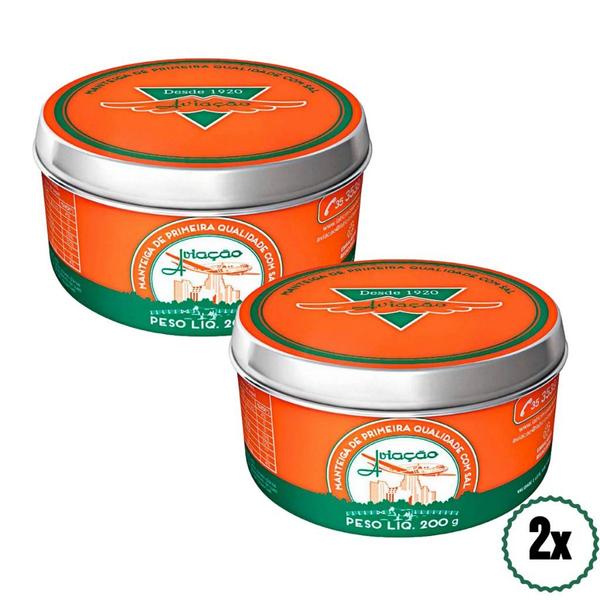 Kit 2 Manteiga Com Sal Aviação Lata 200g Imagem de Kit 2 Manteiga Com Sal Aviação Lata 200g
