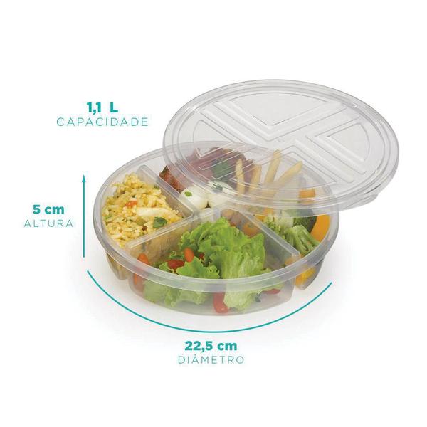 Imagem de Kit 2 Marmitas Conservadora de Alimentos 4 Divisórias 22x5CM