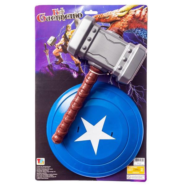 Kit 2 Martelos e 2 Escudos de Super-Herói Infantil Toy Master Imagem de Kit 2 Martelos e 2 Escudos de Super-Herói Infantil Toy Master