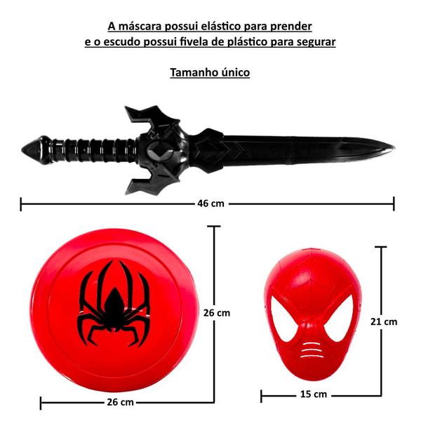 Imagem de Kit 2 Máscara Escudo e Espada do Teia Aranha Fantasia Infantil