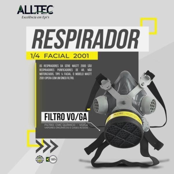 Imagem de Kit 2 Máscara Respirador 1/4 Facial com Filtro VO/GA Alltec