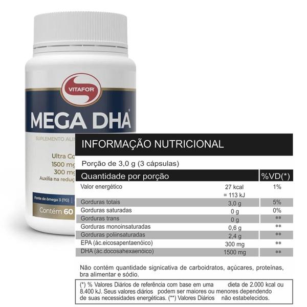 Imagem de Kit 2 Mega DHA Vitafor 120 cápsulas