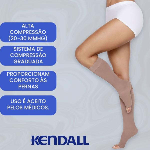 Imagem de Kit 2 Meias Alta Kendall Compressão 3/4 Sem Ponteira 20-30mmhg Para Dor Trombose