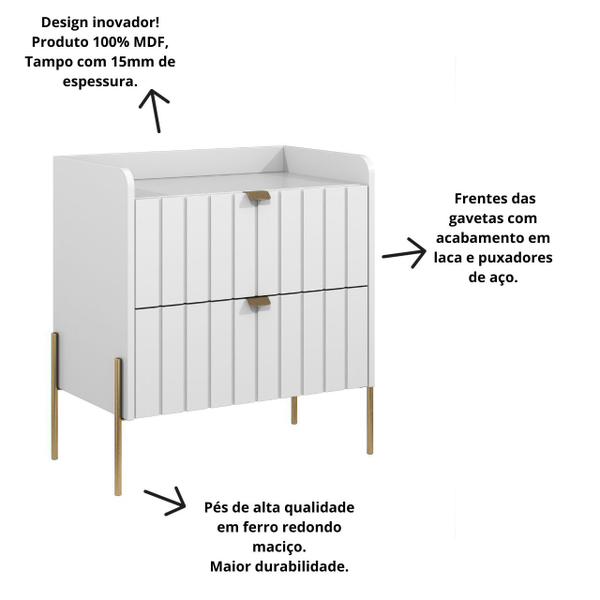 Imagem de Kit 2 mesa cabeceira madeira mdf cor grafite moriah 45cm