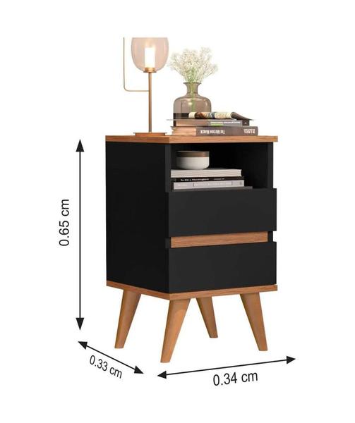 Imagem de Kit 2 Mesa de cabeceira 2 Gavetas Pés Palito Em Madeira Maciça - Pop - CM