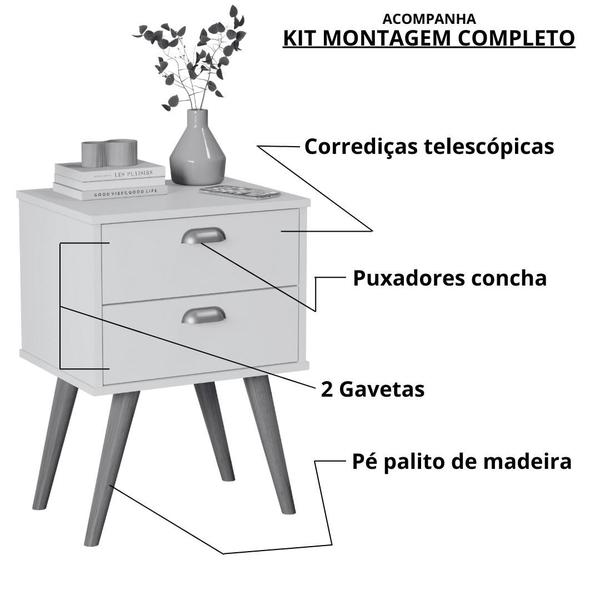 Imagem de Kit 2 Mesa de Cabeceira Com Duas Gavetas Quarto