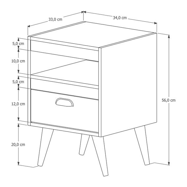 Imagem de Kit 2 Mesa De Cabeceira Com Gaveta E Pé Palito De Madeira