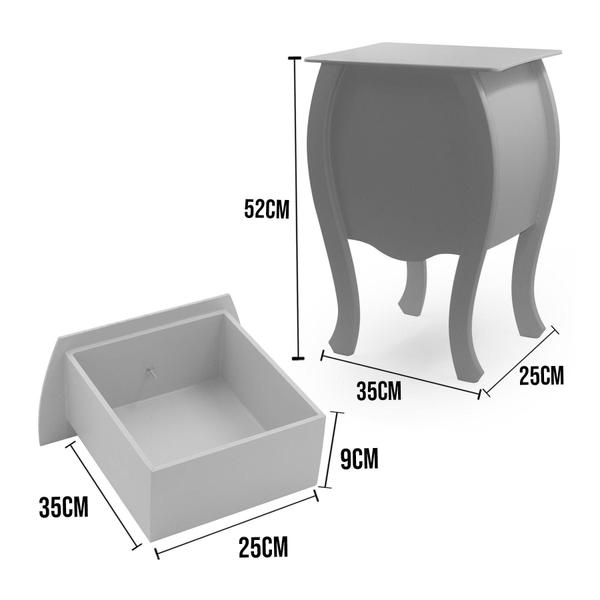 Imagem de Kit 2 Mesa De Cabeceira Criado Armário 2 Gavetas Bombe Retro