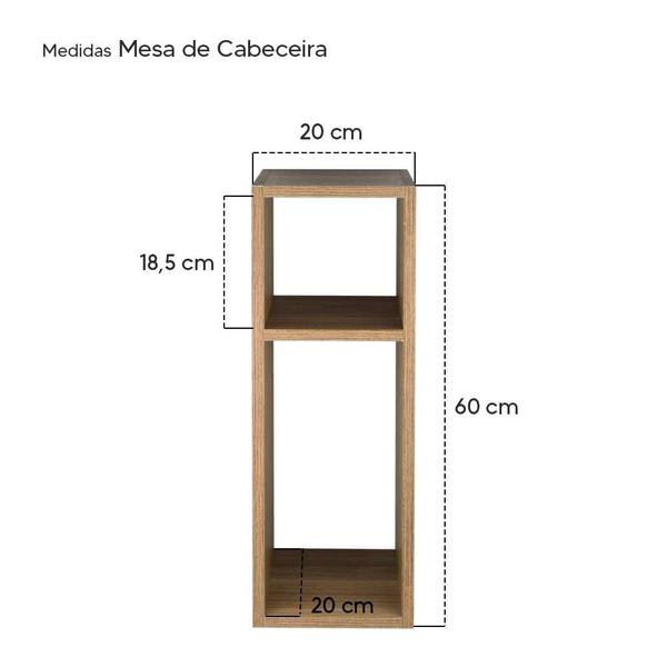 Imagem de Kit 2 Mesa de Cabeceira Freijó Cama Solteiro Quarto Sala 20cm