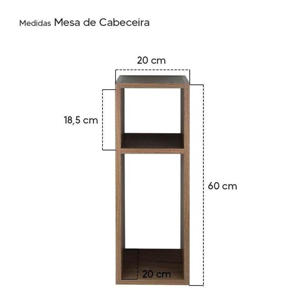 Imagem de Kit 2 Mesa de Cabeceira Nogal Cama Solteiro Quarto Sala 20cm