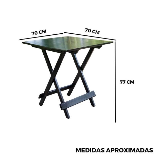 Imagem de Kit 2 Mesa Dobrável Quadrada 70x70 Em Madeira  10670_1 / 10670_2