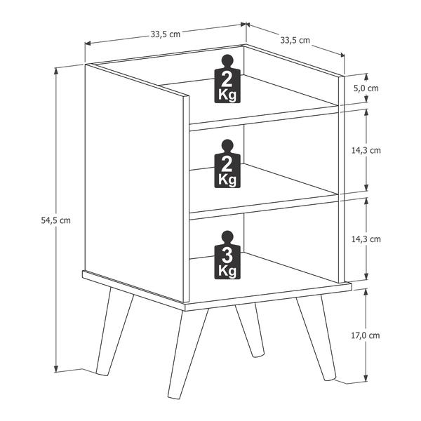 Imagem de Kit 2 Mesas Cabeceira Pix2 compacta mesinhas com prateleiras estilo retrô cama criado para quarto casal solteiro ENVIA SOMENTE 02 KIT