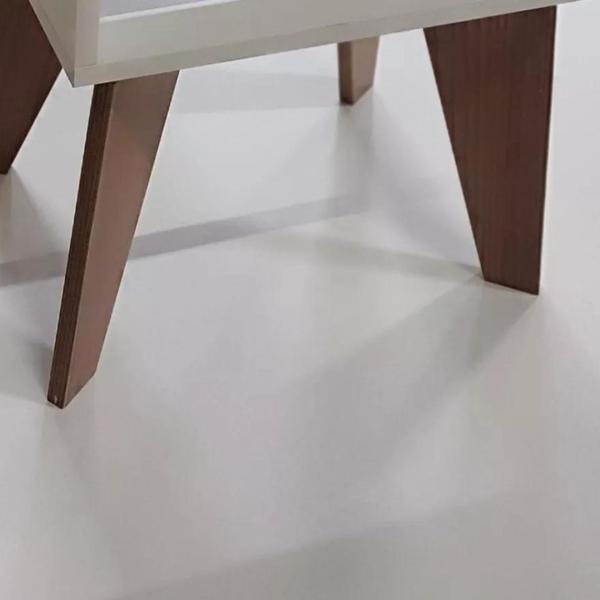 Imagem de Kit 2 Mesas de Cabeceira 1 Gaveta 30 cm MDF Branco com Pés