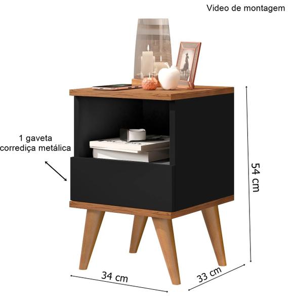 Imagem de Kit 2 Mesas de Cabeceira 1 gaveta Pés palito Felipe Plus cores - Comprar moveis para sua casa