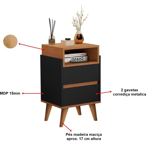 Imagem de Kit 2 Mesas de Cabeceira 2 gavetas Verona Pés Palito Cores - JM Casa dos moveis