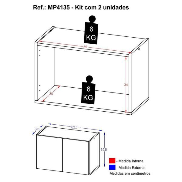 Imagem de Kit 2 Mesas de Cabeceira 2 Portas Multimóveis MP4135