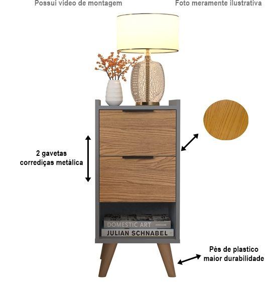 Imagem de Kit 2 Mesas de Cabeceira Amanda Pés Palito 2 gavetas cores - Comprar Moveis para sua Casa