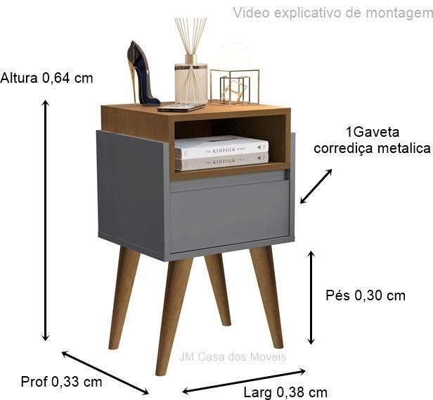 Imagem de Kit 2 Mesas de Cabeceira Evelyn Pés palito em madeira Cores - JM Casa dos Moveis