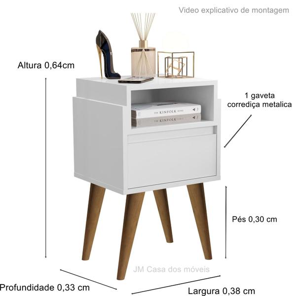 Imagem de Kit 2 Mesas de Cabeceira Evora Pés palito em madeira Cores - MJM Casa dos Moveis